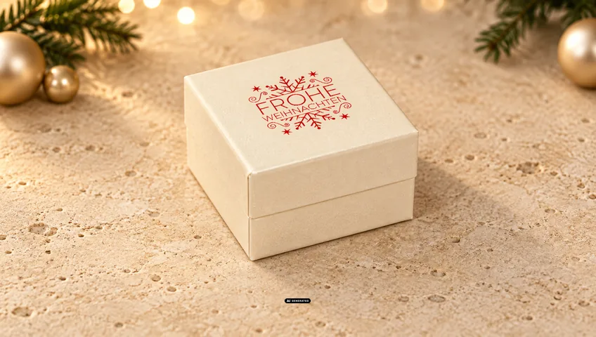 LESER jewellery box 0230 PLAIN in cream with the FLAKE Christmas design in red