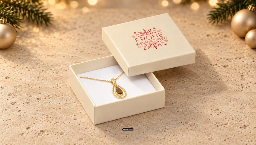 LESER jewellery box 0230 PLAIN in cream with the FLAKE Christmas design in red on the lid