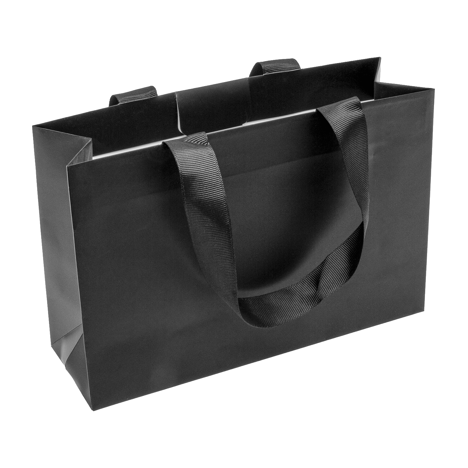 Elegant carrier bag with silk ribbon and adhesive strip