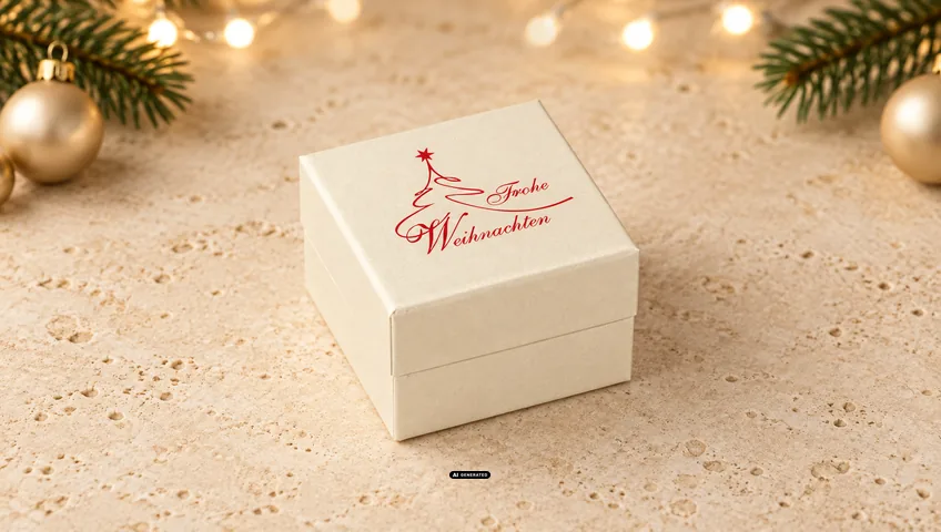 LESER jewellery box 0230 PLAIN in cream with the CLASSIC Christmas design in red
