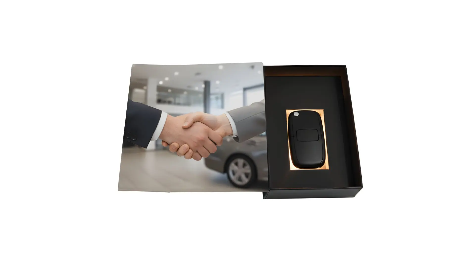 Luminous packaging for vehicle dealers