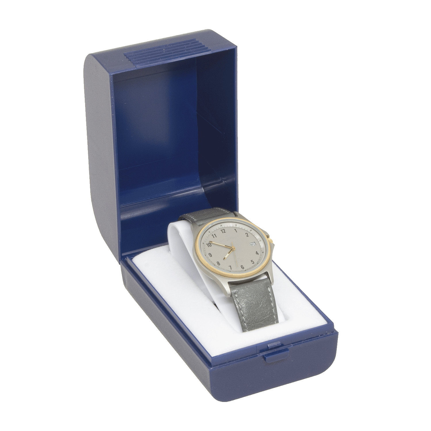 Blue plastic jewellery cases for watches