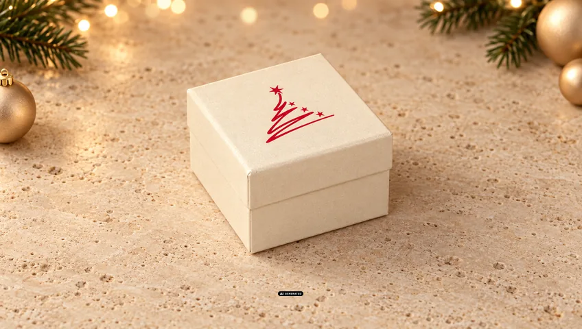 LESER jewellery box 0230 PLAIN in cream with the TREE Christmas design in red
