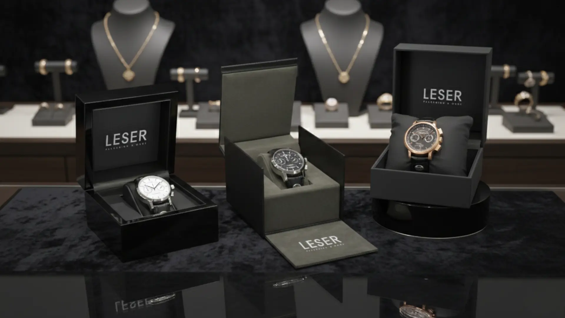 Sales packaging for jewellery and watches